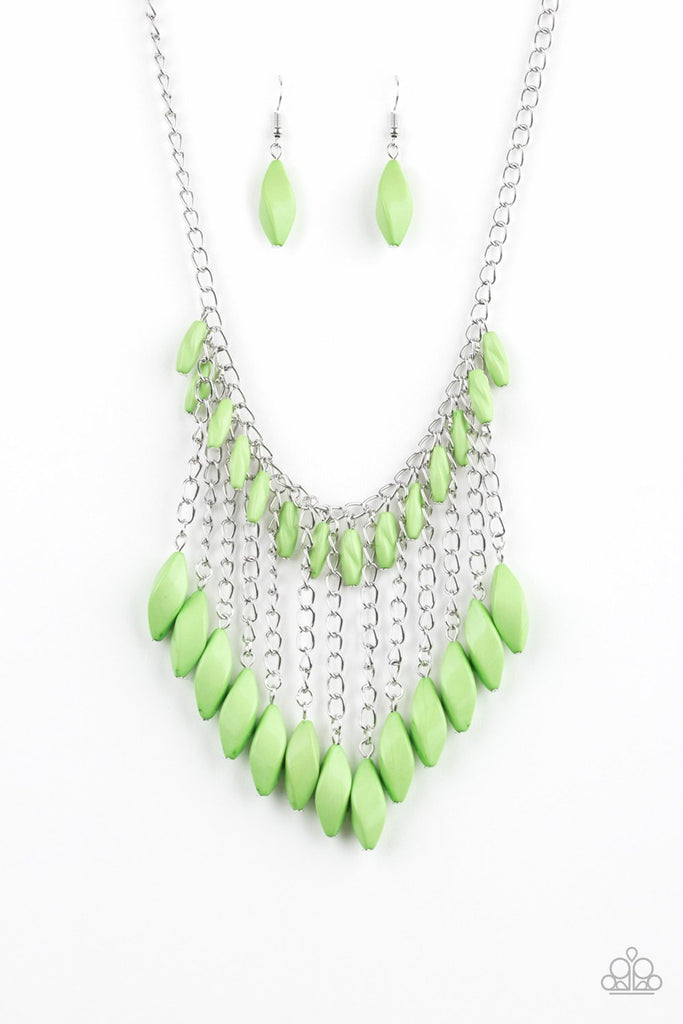 venturous vibes green necklace, paparazzi accessories, lime green necklace