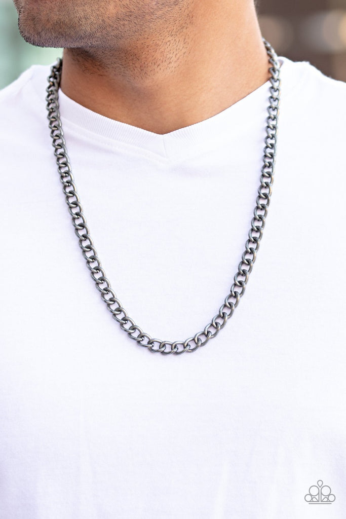 mens gunnmetal necklace, gender neutral necklace, gunmetal link chain, paparazzi accessories