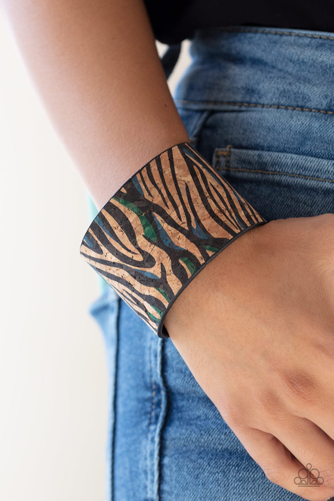 Show Your True Stripes - Blue Paparazzi Accessories, cork bracelet