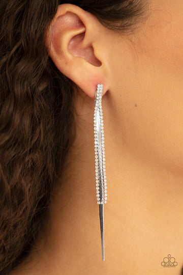 flavor of the SLEEK white, paparazzi accessories, bling earrings, statement earrings, prom earrings, wedding earrings